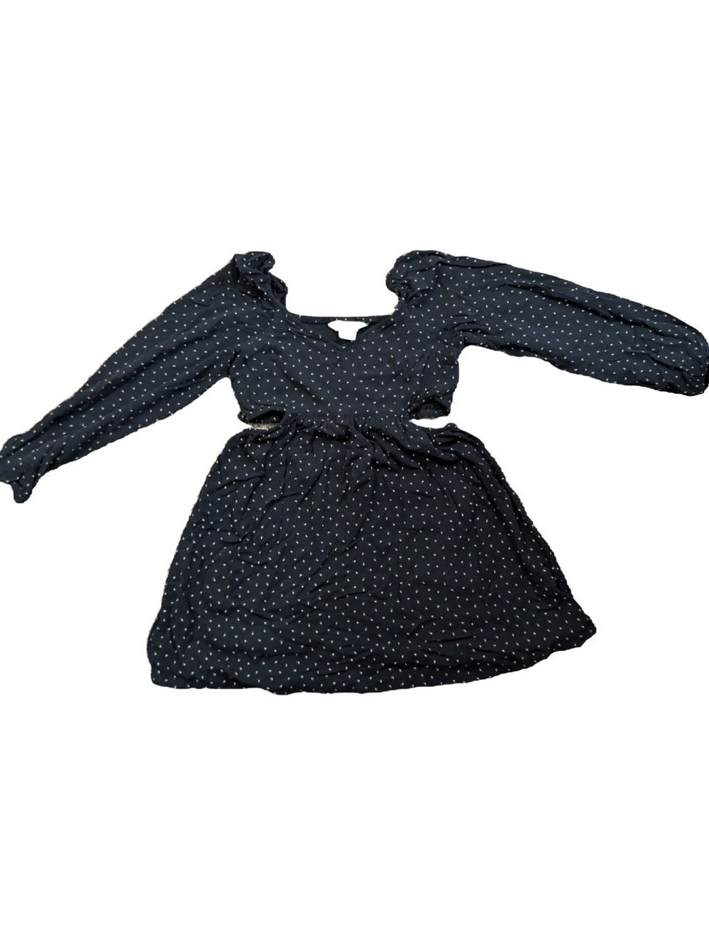 American Eagle Outfitters Navy Polka Dot Long-Sleeve Dress